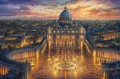 Paysage urbain du Vatican au coucher du soleil